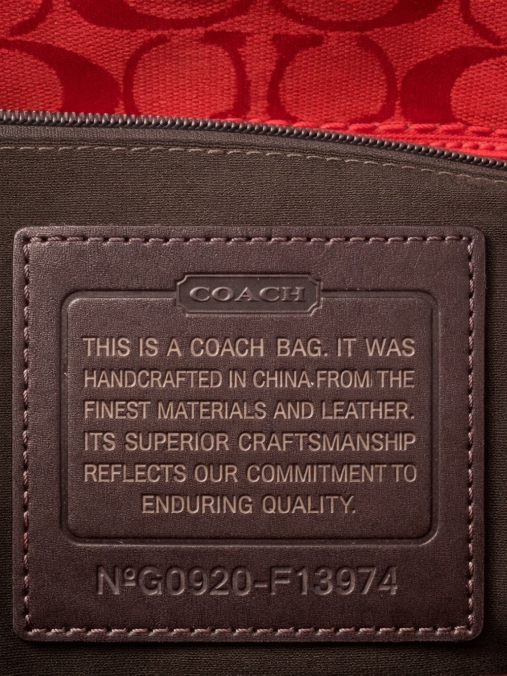 Coach Red Signature Canvas Tote with Dark Brown Leather Accents - Picture 2 of 7